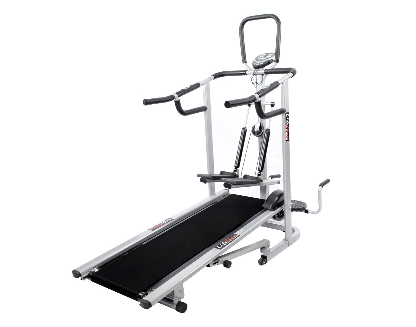 Life Line Fitness LT 203 4 in 1 Foldable Manual Treadmill for Home Use Jogger, Twister, Stepper and Push-up Bar - Non-Slip Surface Non-Electric 3 Level Incline - Free Assistance for Installation