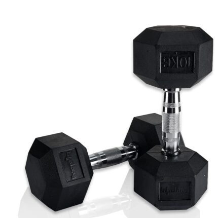 Lifelong LLHRD02 Rubber Cast Iron Hex Fixed Dumbbells Weights Fitness Home Gym Exercise Barbell (10kg 1 Pcs) Light Heavy for Women and Men’s Dumbbell (6 Month Warranty) Black