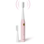 Lifelong Rechargeable Toothbrush for Adults - Smart Brush with 5 Cleaning Modes & Smart Auto Shut-Off - Waterproof Electronic Toothbrush - 2 Electric Heads, 500mAh Long-Lasting Battery (Pink, LLDC135)