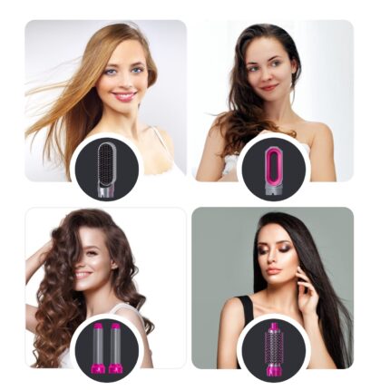 Lipzie [15 𝒀𝒆𝒂𝒓𝒔 𝑾𝒂𝒓𝒓𝒂𝒏𝒕𝒚] 5-in-1 Multifunctional Hot Air Brush Styler – Perfect for Curls, Straight Styles, and Volume with Ion Technology