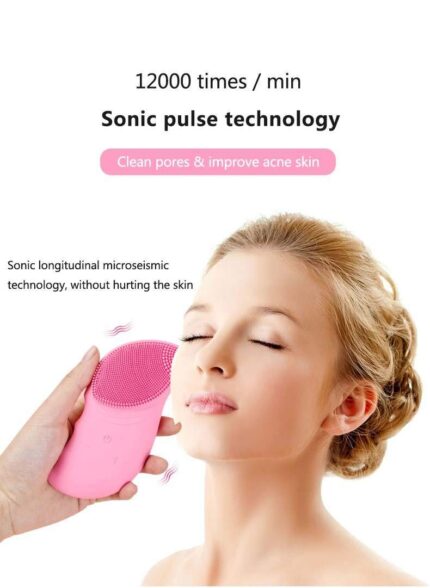 Livyu Life Sonic Vibrating Facial Cleansing & Firming Brush for Sensitive Skin (Pink)