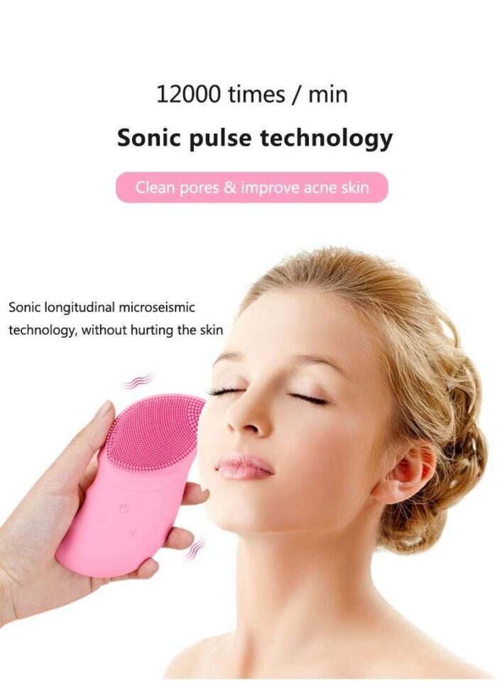 Livyu Life Sonic Vibrating Facial Cleansing & Firming Brush for Sensitive Skin (Pink)