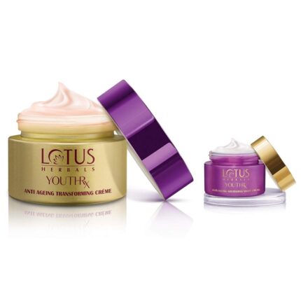 Lotus Herbals Youthrx Anti Agening Transforming Crème 50g With Nourishing Night Crème 10g, 50 g