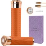 Lurini Facial Hair Remover for Women, Painless Rechargeable Hair Removal Device, Comes with 2 Replacement Heads, Portable Electric Shaver/Razors for Face, Chin, Upper Lip, arms (Orange)