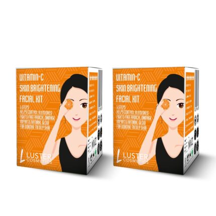 Luster Cosmetics Vitamin C Facial Kit | Control Blemishes | Made With Lemon & Licorice Extracts | Single Use Mini Facial Kit | For Skin Brightening | Paraben Free-45g (Pack of 2)