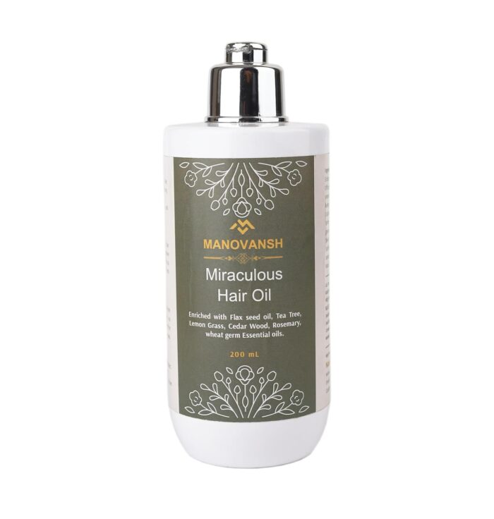 MANOVANSH Miraculous Hair Oil - Anti-Dandruff & Hair Fall Control,-Amla, Bhringraj, Hibiscus, Curry Leaf, Castor oil, Flaxseed, Tea Tree, Lemongrass, Cedarwood, Rosemary, Wheat Germ-200 ml