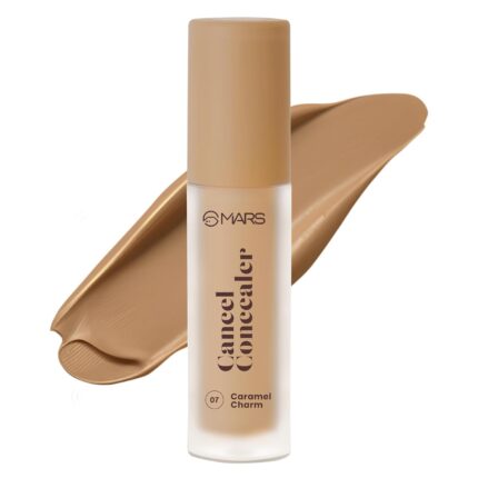 MARS Cancel Liquid Concealer for Face Makeup with Radiant Natural Finish | 07-Caramel Charm | 6.0 ml | Lightweight | Medium to High Coverage | Long-Lasting & Multi-Purpose | Crease Resistant