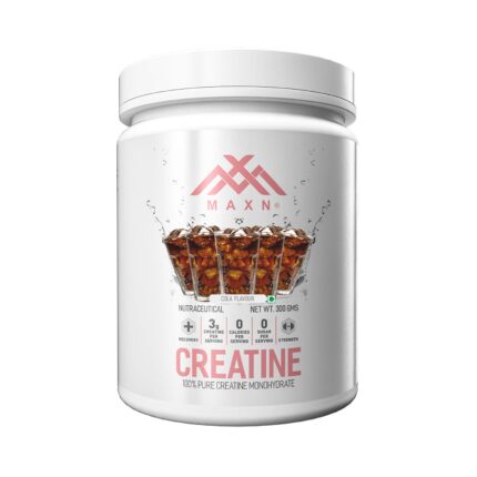 MAXN Creatine Monohydrate Powder - Flavoured, Post Workout Supplement for Muscle Building (Cola, 300 gms)