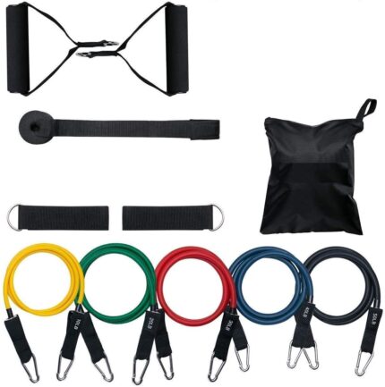 MAXSTRENGTH X Max Strength-Resistance Bands set, Resistance Bands with Handles, 5 Stackable Exercise Bands with Door Anchor, Ankle Straps, Heavy Resistance Tube Bands for Unisex