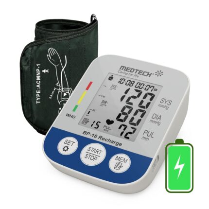 MEDTECH® BP18 Recharge - Rechargeable BP Monitoring Machine - Fully Automatic Digital Blood Pressure Device with Smart MDD Technology - Arm Size - 22-42cm