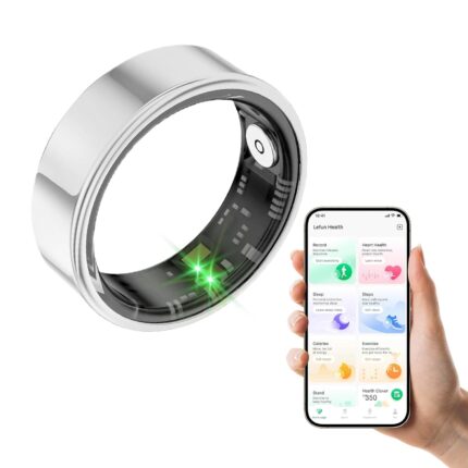 MERNEUO Smart Ring, Health and Fitness Tracker Smart Ring with Calories/Heart Rate/Blood Oxygen/Blood Pressure/Sleep Monitoring, IP68 Waterproof Ring for Pedometer Exercise (Silver, #7)