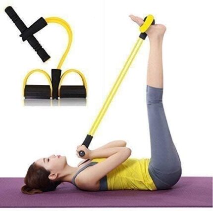 MOROVIK Pull Reducer Training Bands 4 Tubes Body Trimmer Pedal Exerciser Yoga Crossfit Exercise, Arm Exercise, Tummy Body Building Training Women and Mens (Yellow) (Yellow)