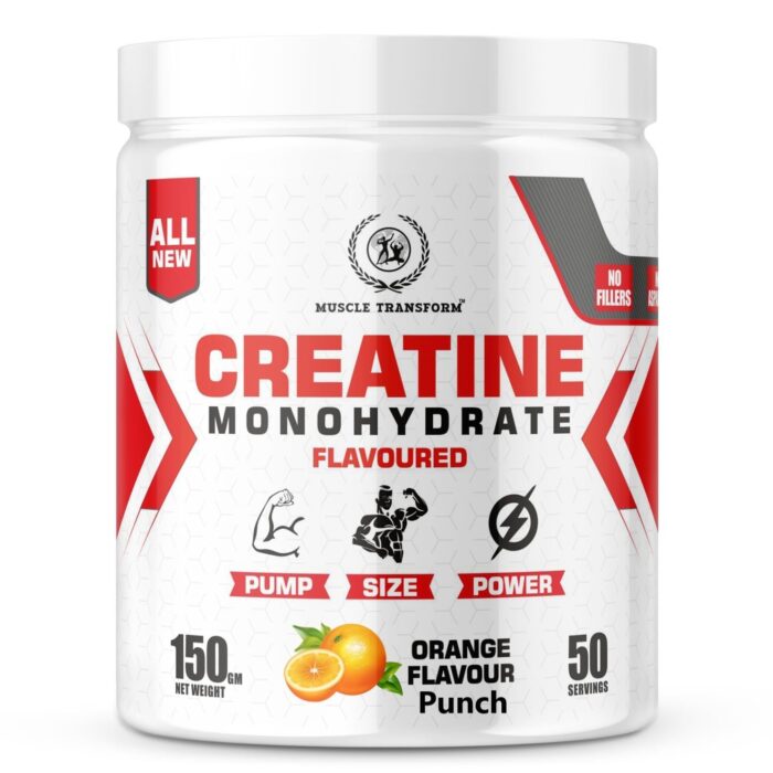 MUSCLE TRANSFORM Creatine Monohydrate, Creatine Powder for Improve Performance, Muscle Gain, More Strength, and Faster Workout Recovery, Pre-Workout, Post-Workout, Build Muscle and Stamina [50 Servings, Orange Punch]