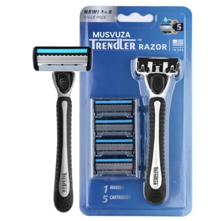 MUSVUZA Trendlr Razor for Men,Value Pack with 5 Anti-Friction blades, Dynamic Pivot for Smooth & Comfortable shave,Ergonomic handle & Lubrastrip|For safe shave & sensitive skin