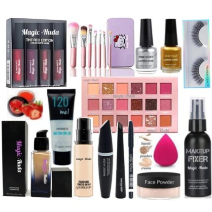 Magic Huda All in 1 Makeup Product Combo Kit And Makeup Kit Waterproof Makeup, Bridal Makeup, Smudge Proof Party Set For Women & Girls (Set Of 16) Professional Makeup Kit.