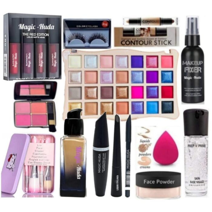 Magic Huda Waterproof Makeup Kit Combo Set For Women & Girls, Bridal Makeup All Products In 1 Kit (Set Of 14)