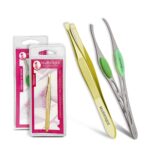 Majestique Eyebrow Pluker Tweezers for Women and Men | Tweezer Tools for Ingrown Hair and Splinters | Facial Tweezer Tools for Eyebrows and Hair Plucker Removal - Gold/Silver 2Pcs