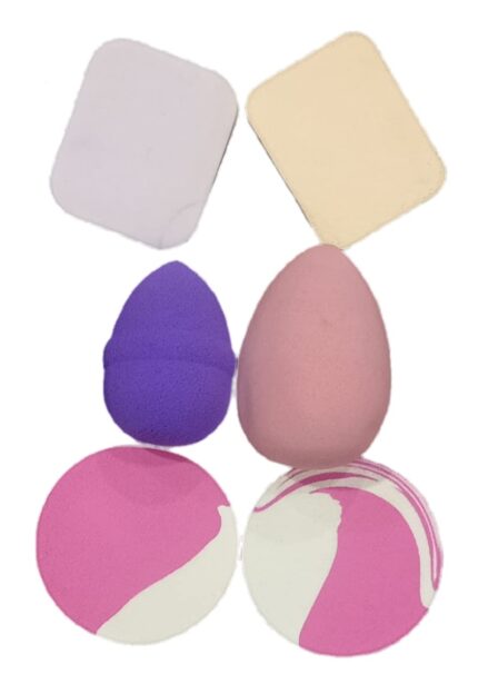 Make Up Sponge Beauty Blender Puff Ideal for Foundation Set of 6 (Color & Shapes May Vary)
