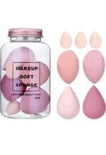 Makeup Sponge Set Beauty Blender with Egg Case, Soft Sponge(4 Big + 3 Mini-7 Pcs set) With Jar & Eco-Friendly Re-Usable Makeup-Removing and Facial Cleansing Pads for Removing Makeup, Face-Pack