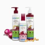 Mamaearth Anti Hair Fall Spa Range Hair Care Set: Onion Shampoo 250 ml + Onion Conditioner 250 ml + Onion Hair Oil 150 ml