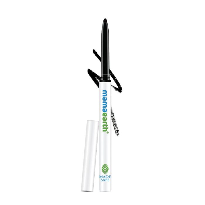 Mamaearth Long Stay Kajal Black Retractable Waterproof Pencil, With Vitamin C & Chamomile, Charcoal Black, Matte Finish, 0.35g