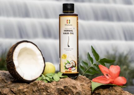 Manasa Spices Herbal Hair Oil – 100% Natural & Chemical-Free | Enriched with Hibiscus & Curry Leaves | Ideal for Hair Growth, Scalp Care & Strong, Healthy Hair
