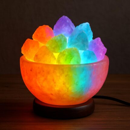 Masaint - Himalayan Pink Salt Bowl with Chunks USB Lamp (Multicolor)