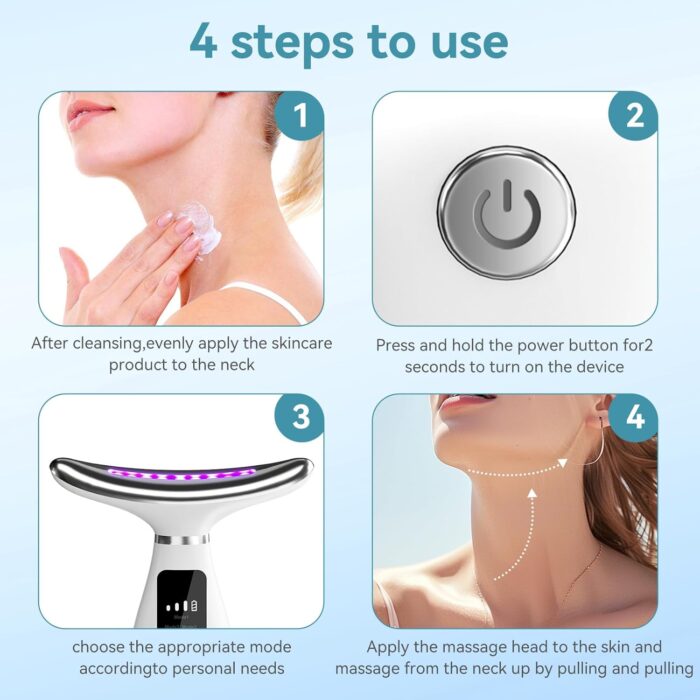Mastyle® Neck Beauty Instrument for Wrinkle Removal | Color Light Face & Neck Massager | Lifting, Firming & Nasolabial Line Remover