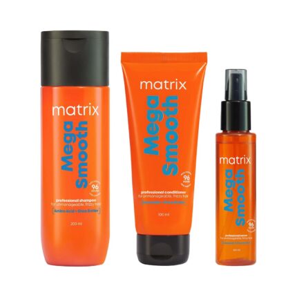 Matrix Opti.Care Professional Shampoo + Conditioner + Serum Combo for Salon Smooth Straight Hair | Control Frizzy Hair for up to 4 Days | With Shea Butter | No Added Parabens (200 ml + 98 g + 100 ml )