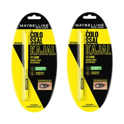Maybelline Colossal 24HR Smudge Proof with Aloe Vera Kajal, Deep Black 0.35 g (PACK OF 2)
