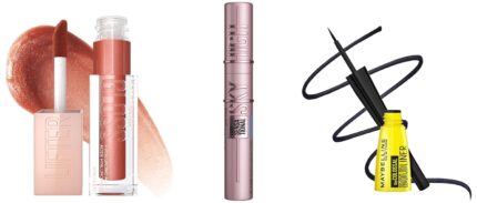 Maybelline Lifter Gloss (Topaz), 5.4ml & Bold Eyeliner (Matte), 3ml & Sky High Mascara (Black), 6ml | For Complete Eye Look