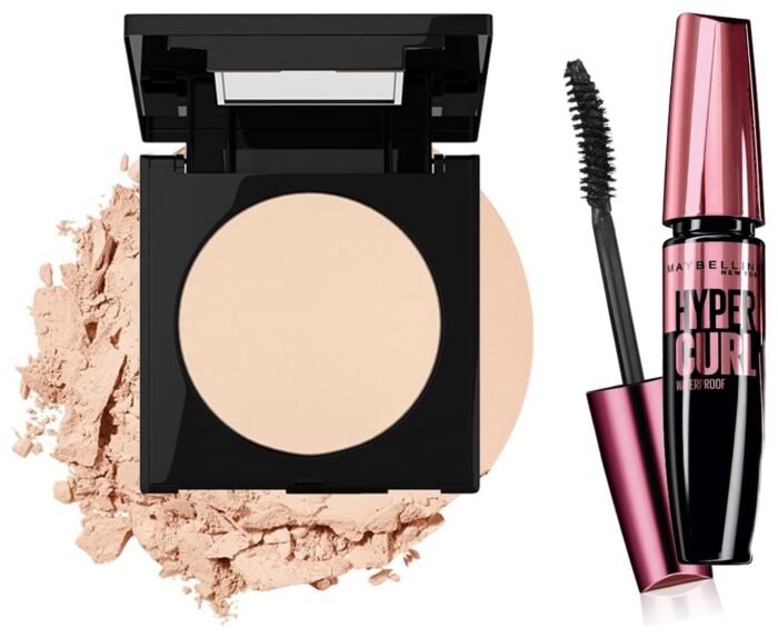 Maybelline New York Fit Me Matte Light Coverage Poreless Powder For Sensitive Skin, 130 Buff Beige, 8.5G And Hypercurl Mascara Waterproof, Black, 9.2Ml, Pack Of 1