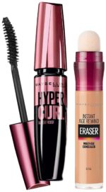 Maybelline New York Hypercurl Mascara Waterproof, Black, 9.2Ml And Maybelline New York Instant Age Rewind Concealer, Medium, 6Ml