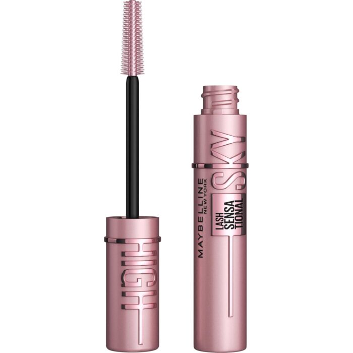 Maybelline Sky High Washable Mascara Makeup, Volumizing Mascara, Buildable, Lengthening Mascara, Defining, Curling, Multiplying, Washable Blackest Black, 0.2 fl. oz.