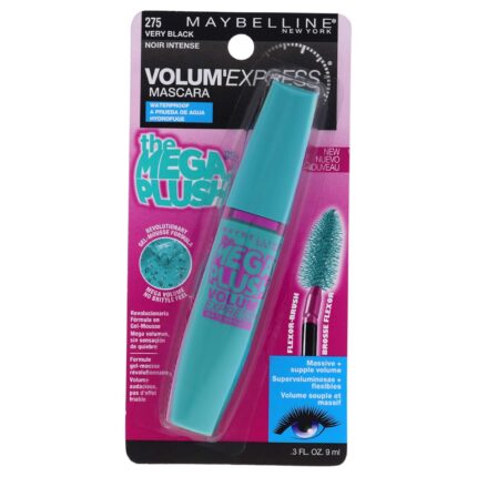 Maybelline Volume Express Mega Plush Waterproof Mascara, Very Black, 8ml