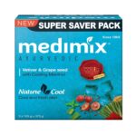 Medimix Ayurvedic Cool Bathing Soap Bar With Menthol, Vetiver & Grape Seed 125 g (Combo Pack of 3) | For Fresh & Protected Skin | Shop Herbal | Natural | Paraben-free & Sulphate-free | 100% Vegan