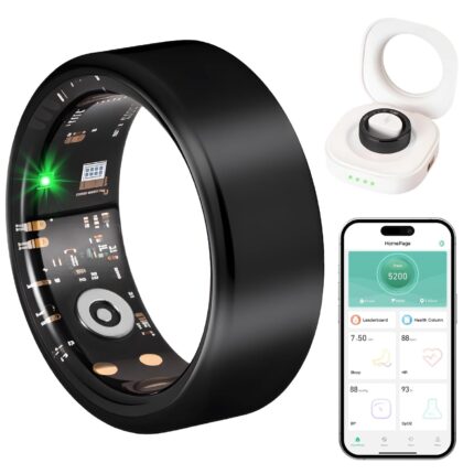 Melilinkcn Smart Rings for Women, Smart Fitness Tracker (Black, 8#)