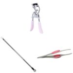Midazzle Premium Eye Lash Curler + Blackhead Remover (Pack of 1) + Tweezer for Eyebrows, Ingrown Hair and Facial HairRemoval
