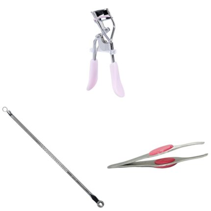 Midazzle Premium Eye Lash Curler + Blackhead Remover (Pack of 1) + Tweezer for Eyebrows, Ingrown Hair and Facial HairRemoval