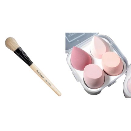 Midazzle Premium Wooden Face Pack Brush + Midazzle Ultra soft Blender Makeup Sponge Set of 4 with box