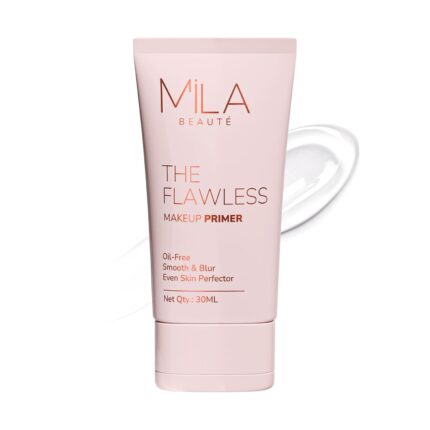 Mila Beauté Flawless Makeup Primer for Face | Oil Free Formula Enriched With Vitamin A & E | Satin Smooth Matte Finish Instantly Blurs Pores | Suitable for All Skin Types – 30ml