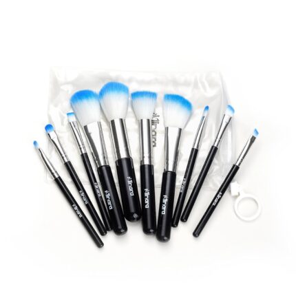Minara Makeup Brush Set Of 10 With Easy To Carry Pouch (Black) | Travel Size Cosmetic Brushes Kit For Face Foundation Brush Eyeshadow With Storage | Makeup Pouch For Women |