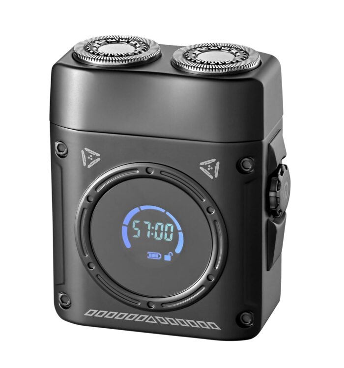 Mini Electric Shaver, Kongeeker M32 Travel Shaver for Men with Zinc Alloy Body, Travel Lock,LCD,USB-C Rechargeable. Compact Face Shaver for Men for Quick Touch-ups,Travel,or 1/2/3 Day Beard Use. Black