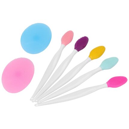 Mini Facial Cleansing Brush Set - Silicone Facial Exfoliating Brush Set Silicone Face Pore Cleaner Facial Cleansing Brush Face Nose Lip Exfoliating Brush Set