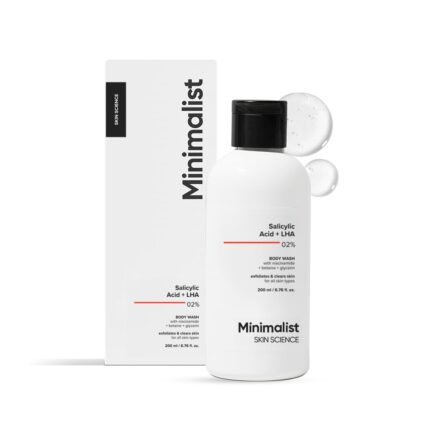 Minimalist 2% Salicylic Acid + LHA Body Wash | Gentle Exfoliating Bodywash for Body Acne, Un-even, Rough & Bumpy Skin | Sulphate (SLS), Dye, & Fragrance Free | Shower Gel for Women & Men | 200 ml