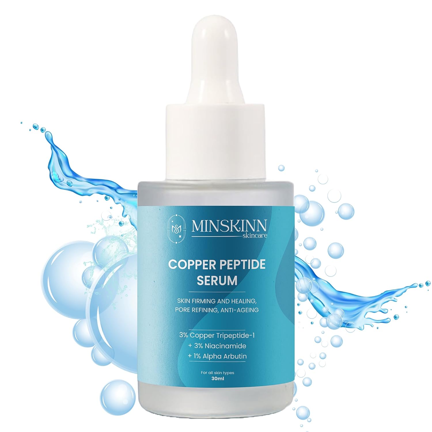 Minskinn Copper Peptide Serum for Face – Anti-Aging, Pore Tightening & Dark Spot Corrector – With Niacinamide, Alpha Arbutin & Hyaluronic Acid – All Skin Types – For Men & Women, 30ml