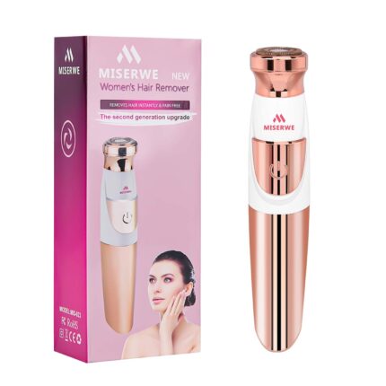 Miserwe Women's Painless Hair Remover Facial Hair Removal Painless Hair Trimmer Shaver Waterproof for Facial Bikini area Body Hair, Gold
