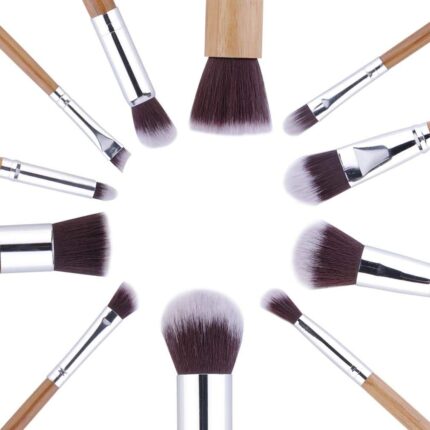 Miss & Mam Professional Makeup Brushes Set Foundation Blending Brush Tool Cosmetic Kits Makeup Set Brusher + Puff - Wooden