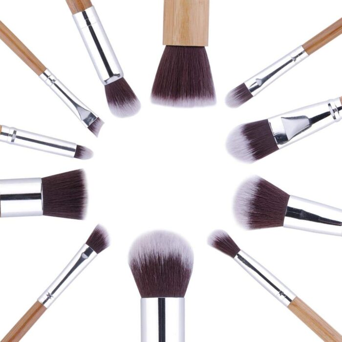 Miss & Mam Professional Makeup Brushes Set Foundation Blending Brush Tool Cosmetic Kits Makeup Set Brusher + Puff - Wooden