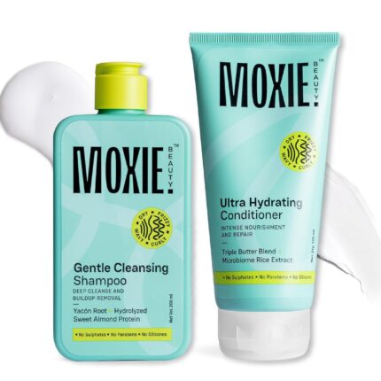 Moxie Beauty Shampoo & Conditioner Combo |1.5x Stronger hair | Paraben and Sulfate-Free | Rinse & Shine Duo | Gentle Cleansing Shampoo (200ml) & Ultra Hydrating Conditioner (175ml)